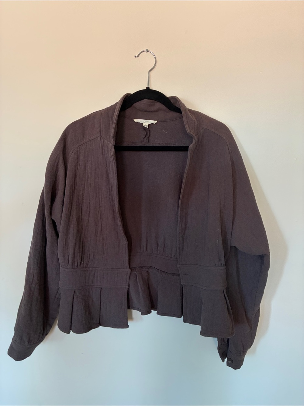 Women's Peplum Open-Front Jacket in Dusty Plum